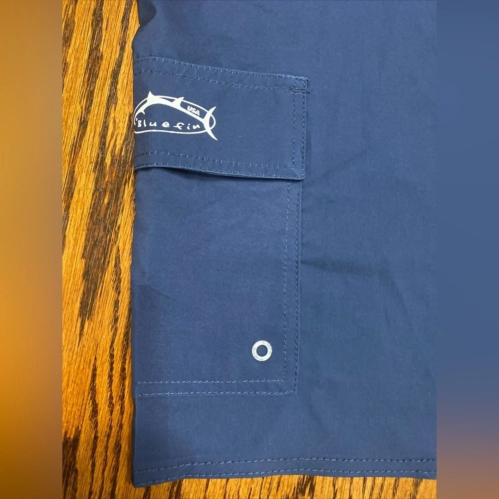 Blue Fin Sailfish 4-Way Board Shorts Pocket Waist Tie USA Blue Men’s 36 NWT